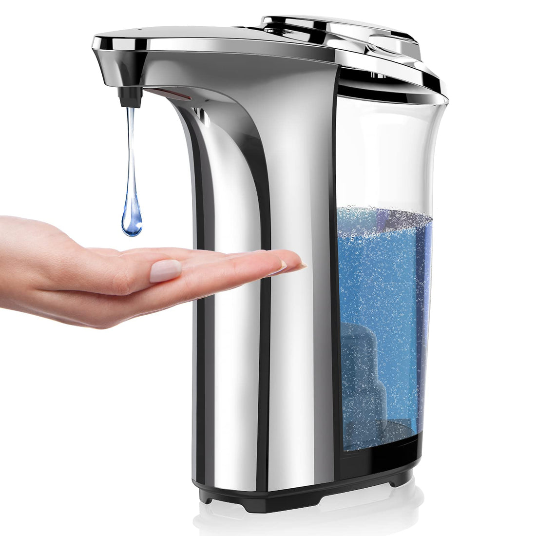 PZOTRUF Automatic Soap Dispenser, Touchless Dish Soap Dispenser 17oz/500ml with Infrared Sensor, 5 Adjustable Soap Levels,