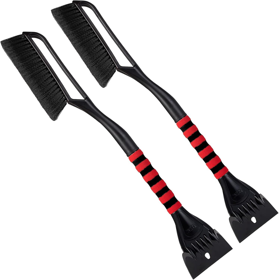 FOVAL 27" Snow Brush with Wider Ice Scraper (4.73" Width)(2 Pack), Snow Removal Car Brush with Comfortable Foam Grip for Cars, Trucks, SUVs, Windshield (Heavy Duty ABS, PVC Brush)