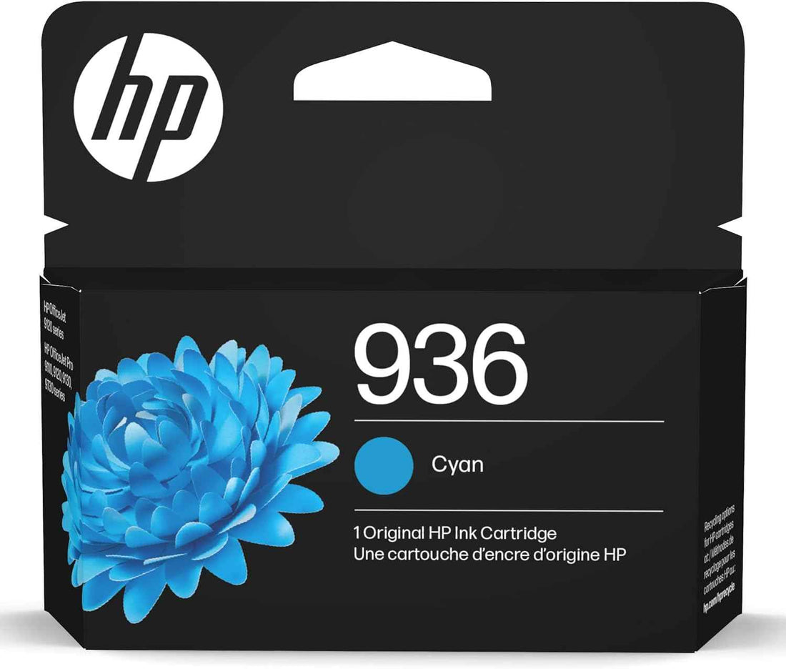 HP 936 Cyan Ink Cartridge | Works with OfficeJet 9120, Pro 9110, 9120, 9130, Wide Format 9730 Series | Eligible for Instant Ink | 4S6U9LN | Packaging May Vary