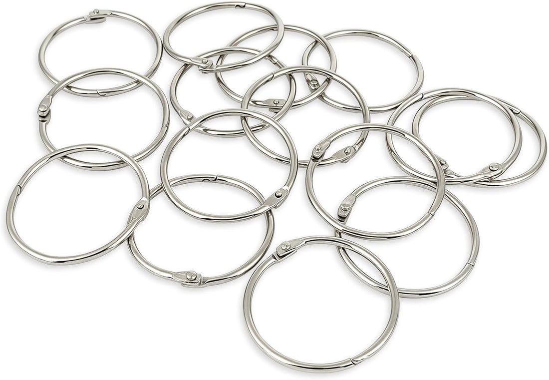 KTOJOY 2 Inch (15 Pack) Loose Leaf Binder Book Rings, with Metal Nickel Plated for Key,and Index Cards, for School, Home, or Office, Silver