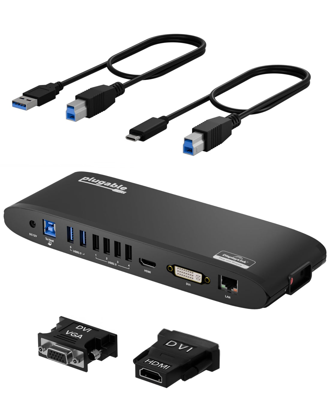 Plugable Universal Docking Station for Windows, MacBook, Chromebook - Dual HDMI Monitors or DVI/VGA, Gigabit Ethernet, Audio, 6 USB Ports (UD-3900H) - PCTechSupply.com