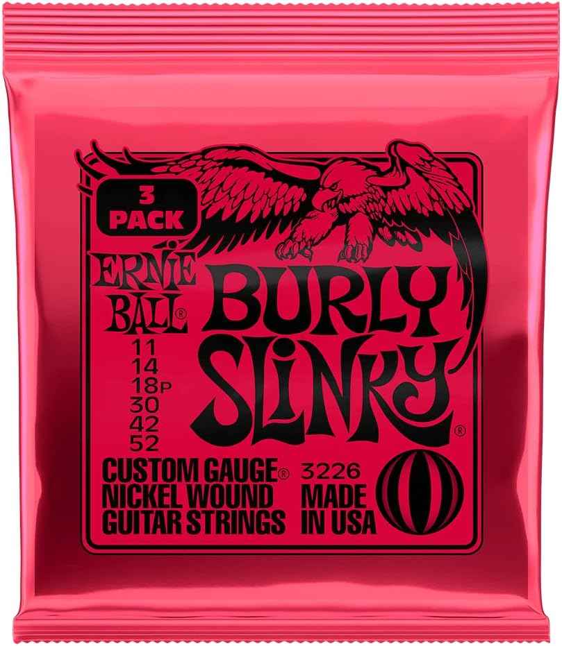 Ernie Ball Burly Slinky Nickel Wound Electric Guitar Strings 3-pack, 11-52 Gauge (P03226)