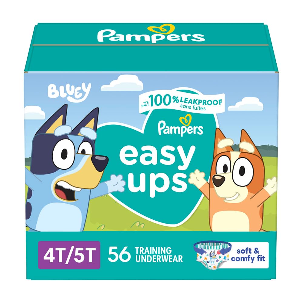 Pampers Easy Ups Boys & Girls Bluey Potty Training Pants - Size 4T-5T, 56 Count, Training Underwear (Packaging May Vary) - PCTechSupply.com
