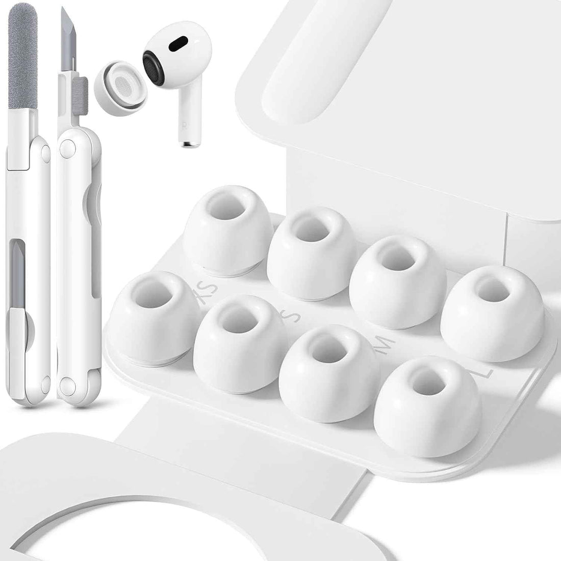 Inesore 4 Pairs Replacement Ear Tips for AirPods Pro 2nd/1st (White)