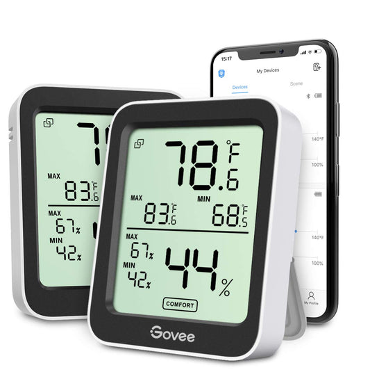 Govee Bluetooth Hygrometer Thermometer, Large LCD, Max/Min Records, 2-Year Data Storage - Black, 2 Pack BISS by Govee