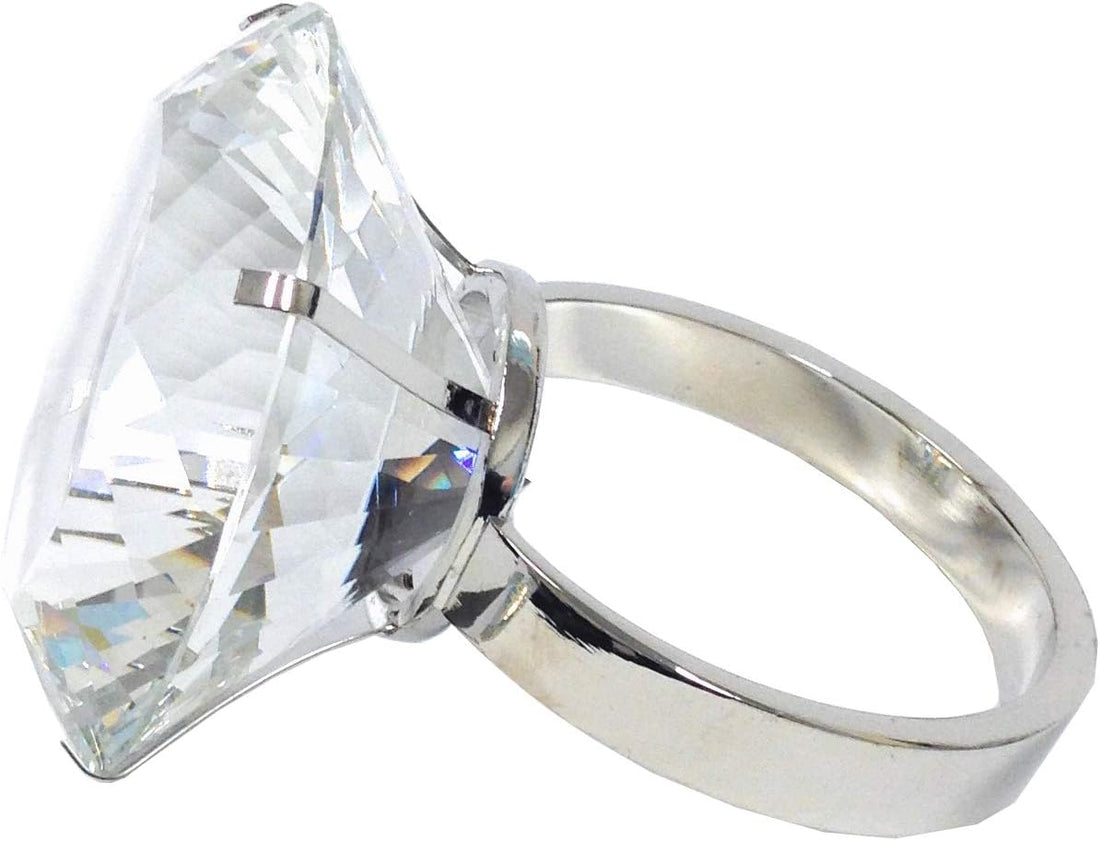 Amlong Crystal Large 3 inch Diameter Clear Crystal Diamond Ring Paperweight with Gift Box