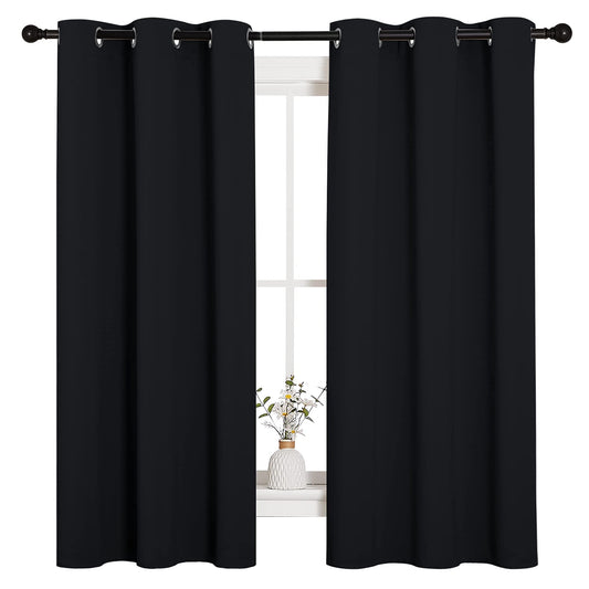 NICETOWN Halloween Pitch Black Solid Thermal Insulated Grommet Blackout Curtains/Drapes for Bedroom Window (2 Panels, 42 inches Wide by 63 inches Long, Black) - PCTechSupply.com