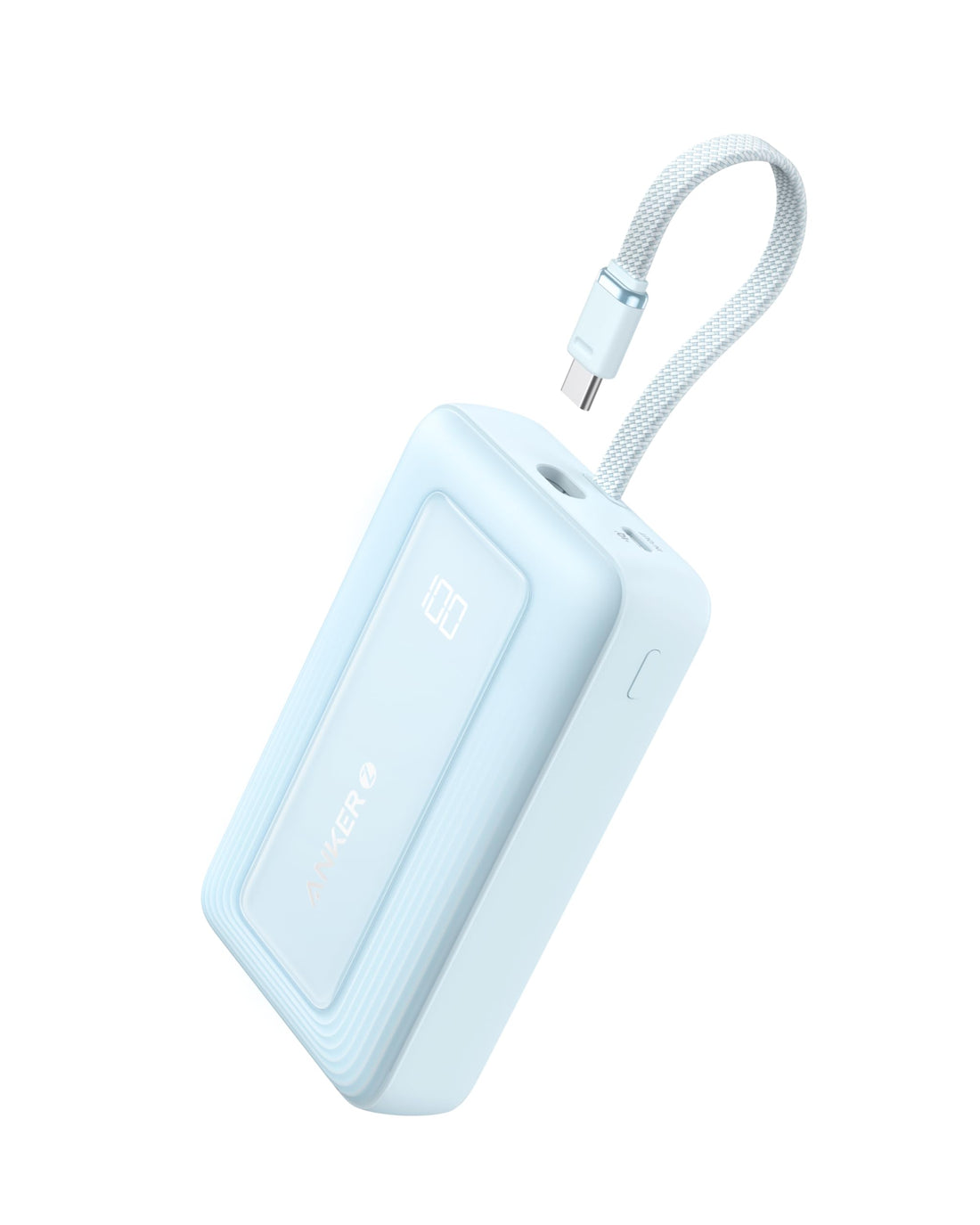 Anker Zolo Power Bank, 20,000mAh 30W High-Speed Portable Charger with Built-in USB-C Cable, 1 USB-C, 1 USB-A, Battery Pack