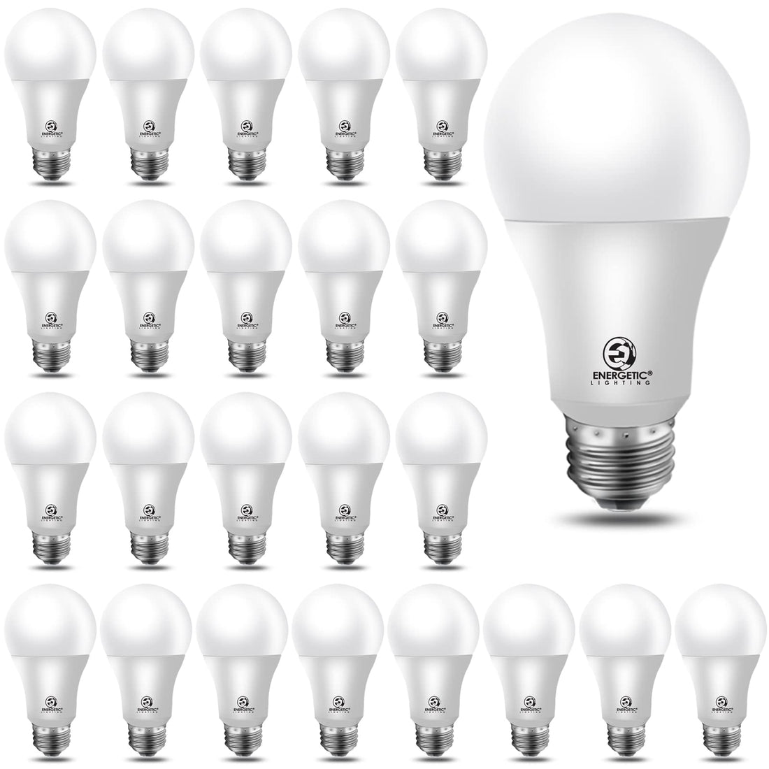 Energetic 24-Pack A19 LED Light Bulb, 60 Watt Equivalent, Daylight 5000K, E26 Medium Base, Non-Dimmable LED Light Bulb, UL