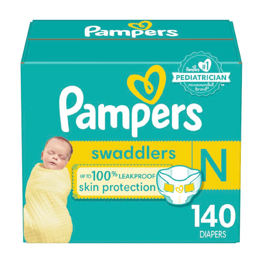 Pampers Swaddlers Newborn Diapers - Size 0, 140 Count, Ultra Soft Disposable Baby Diapers Drugstore by Pampers