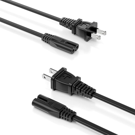 Superer 2 Pack 10 ft AC Power Cord Cable Fit for Sony PS5 PS4 PS3 Slim PlayStation 5 4 3, Xbox Series X/S, Xbox One X/S, TV, Printer, Speaker, Universal IEC C7 2 Prong Replacement Cables, ETL Listed
