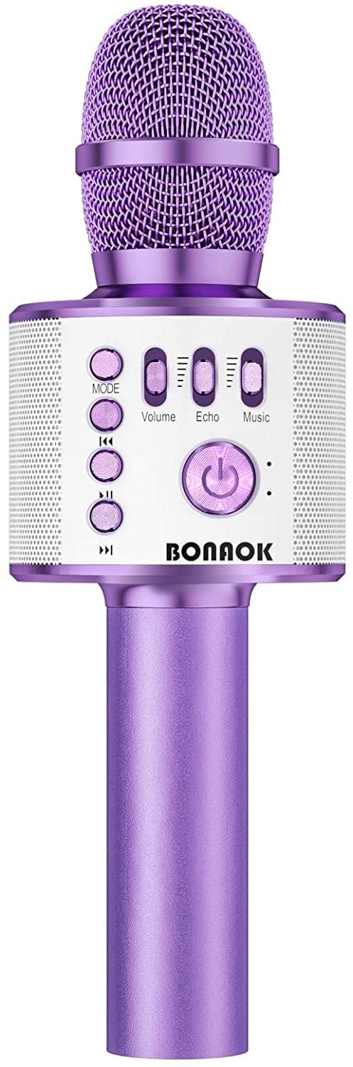 BONAOK Wireless Bluetooth Karaoke Microphone, 3-in-1 Portable Handheld Mic Speaker Machine for All Smartphones, for Girls