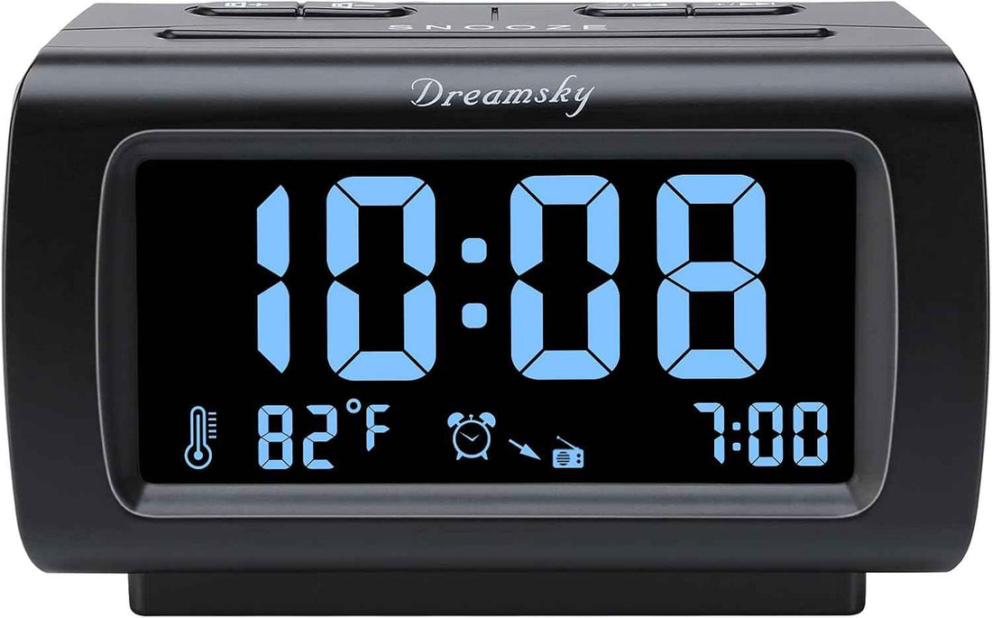 DreamSky Alarm Clock Radio for Bedrooms with Battery Backup