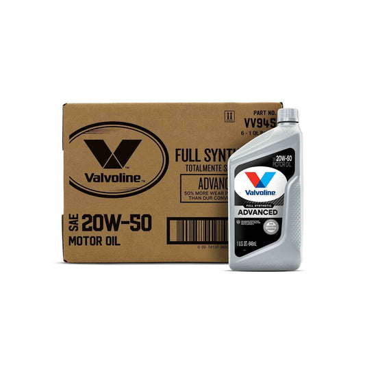 Valvoline Advanced Full Synthetic SAE 20W-50 Motor Oil 1 QT, Case of 6