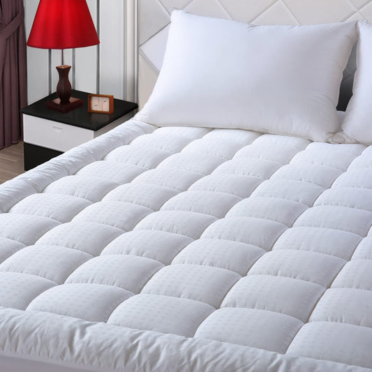 EASELAND Queen Size Mattress Pad Pillow Top Mattress Cover Quilted Fitted Mattress Protector Cotton Top Stretches up 8-21" Deep Pocket Cooling Mattress Topper (60x80 inch, White) - PCTechSupply.com