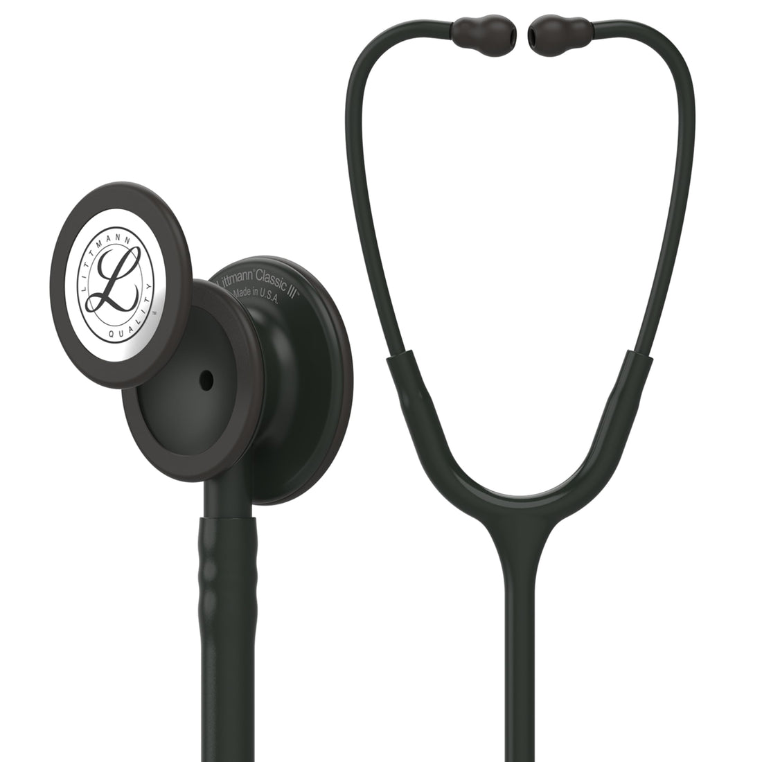 3M Littmann Classic III Monitoring Stethoscope, 5803, More Than 2X as Loud* and Weighs Less**, Stainless Steel Black-Finish Chestpiece, 27" Black Tube, Stem and Headset - PCTechSupply.com
