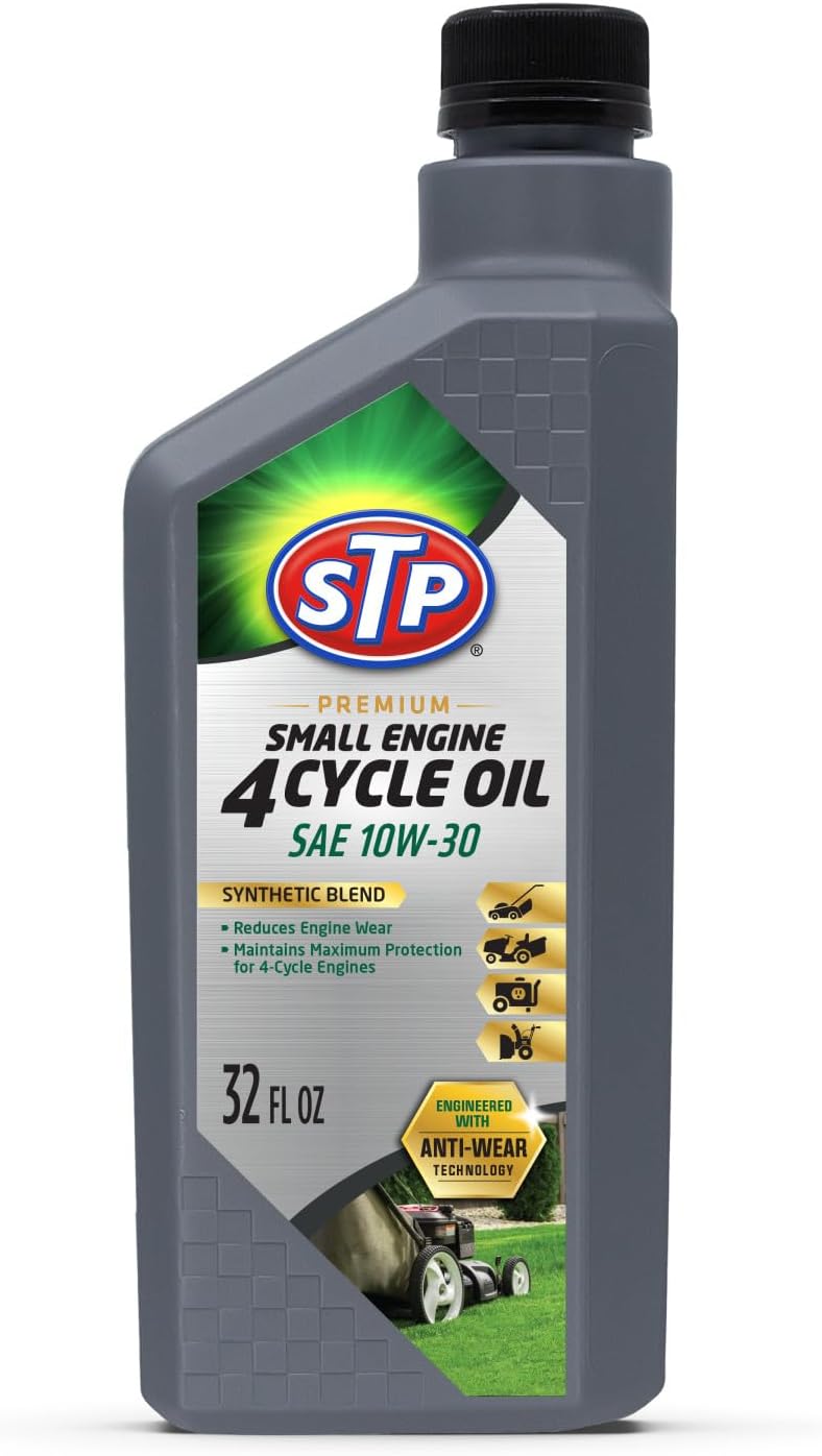 STP Premium Synthetic Blend 4 Cycle Small Engine Oil, SAE 10w30 Motor Oil for Lawnmowers, Generators, Tractors, Snow Blowers, and More, 32 fl oz