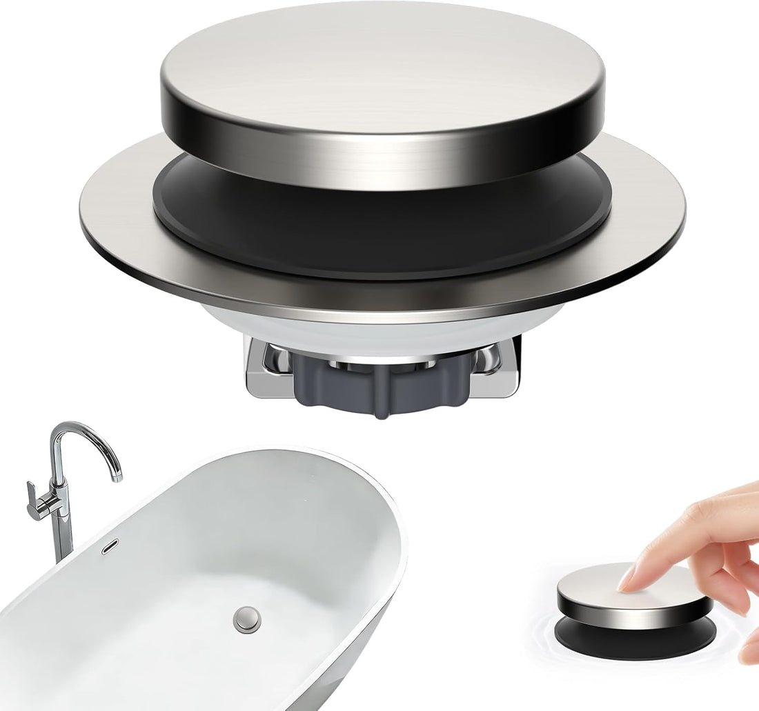 Hibbent 3 in 1 Metal Bathtub Drain Stopper, Universal Pop Up Tub Stopper