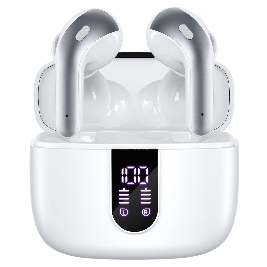 TAGRY Bluetooth Headphones True Wireless Earbuds 60H Playback LED Power Display Earphones with Wireless Charging Case IPX5
