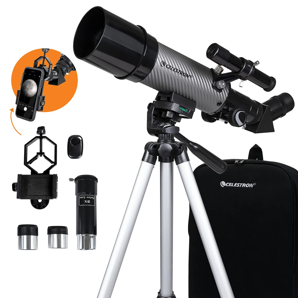 Celestron – 60mm Travel Scope DX – Ideal Portable Refractor Telescope for Beginners – Fully Coated Glass Optics – Bonus