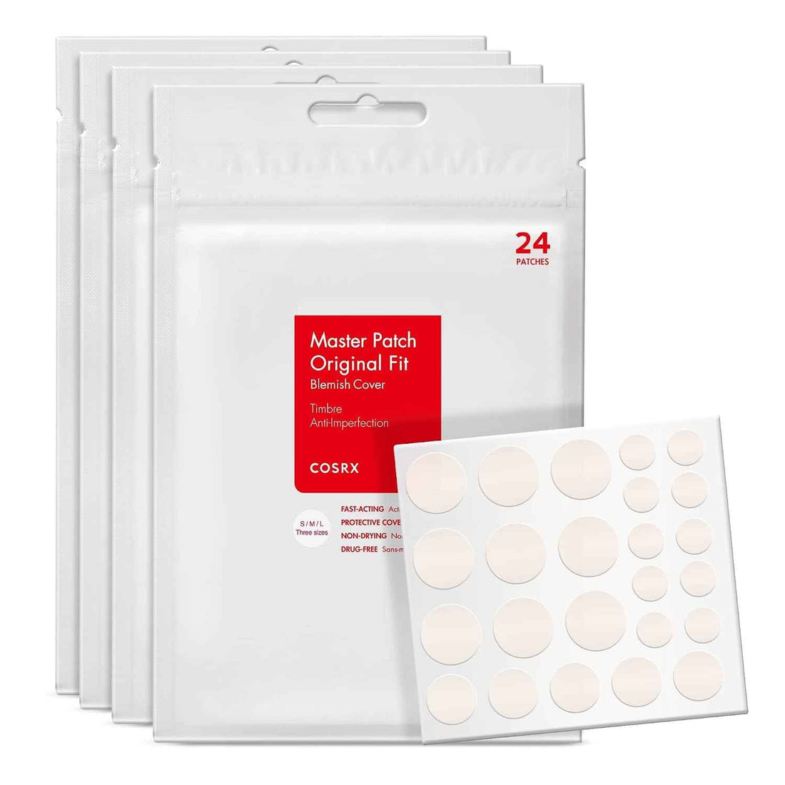 COSRX Acne Pimple Patches Absorbing Hydrocolloid Spot, 3 Size (96 Count)
