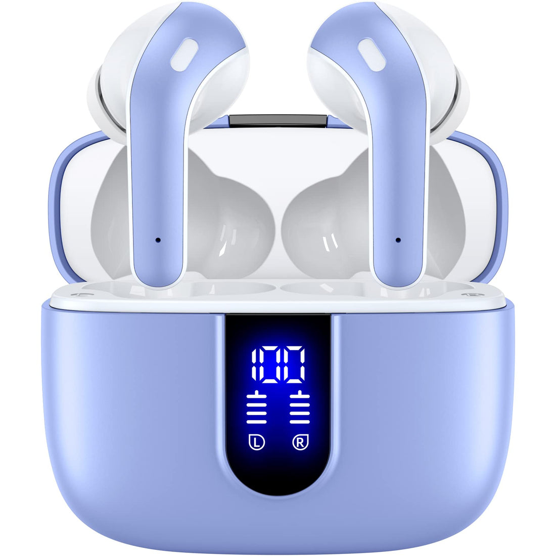TAGRY Bluetooth Headphones True Wireless Earbuds 60H Playback LED Power Display Earphones with Wireless Charging Case IPX5