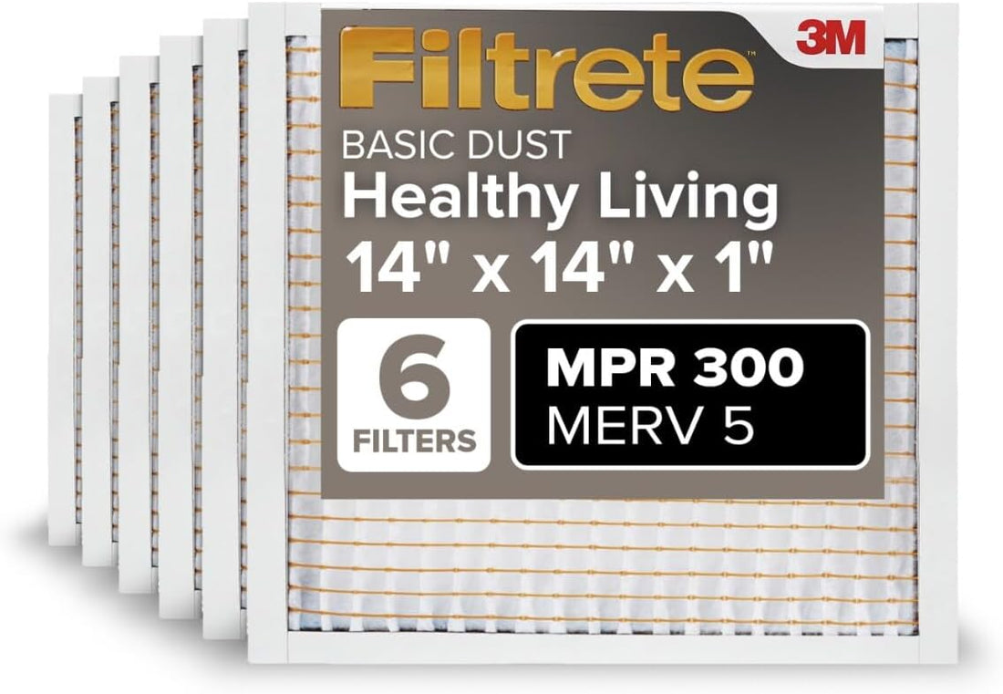 Filtrete 14x14x1 Air Filter MERV 5, 6-Pack AC Furnace Filters for Home HVAC, MPR 300 Basic Dust Defense, Removes Lint & Household Dust, 3-Month Pleated Electrostatic (Actual Size 13.81x13.81x0.81 in)