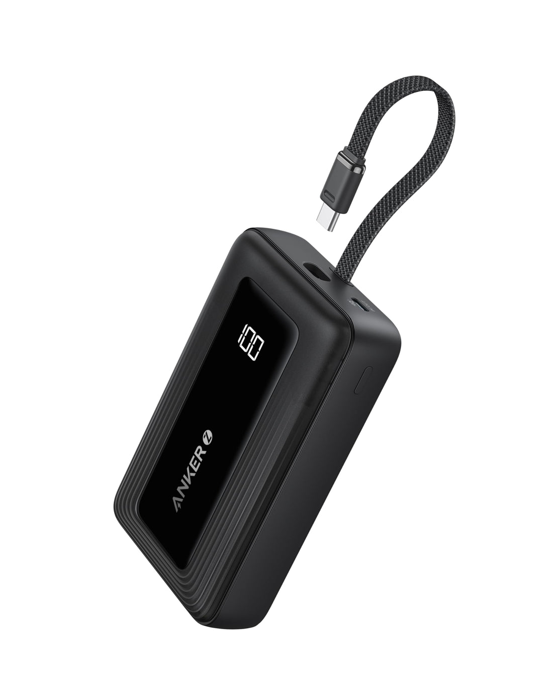 Anker Zolo Power Bank, 20,000mAh 30W High-Speed Portable Charger with Built-in USB-C Cable, 1 USB-C, 1 USB-A, Battery Pack