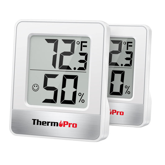 ThermoPro TP49 2 Pieces Digital Hygrometer Indoor Thermometer Humidity Meter Mini Hygrometer Thermometer with Temperature