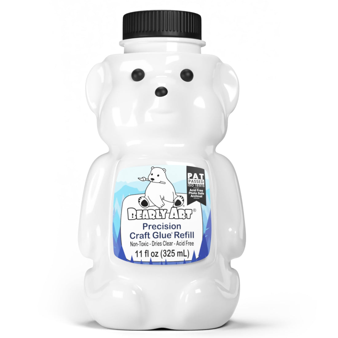 Bearly Art Precision Craft Glue 11fl oz Refill - Archival Acid Free - Dries Clear - Wrinkle Resistant - Flexible and Crack