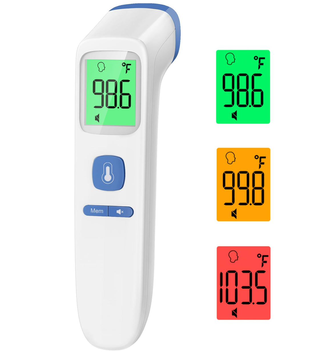 Thermometer for Adults and Kids, Digital Forehead Thermometer with Fever Alarm, Silent Mode & 35-Set Memory, Object 2 in 1