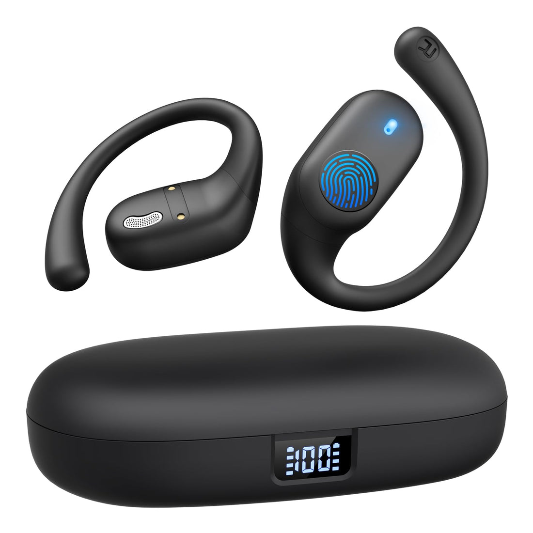 Eigsupia Open Ear Headphones, Bluetooth Headphones 5.3 Sports with Smart Digital Display, 36H Playtime, IP54 Waterproof,