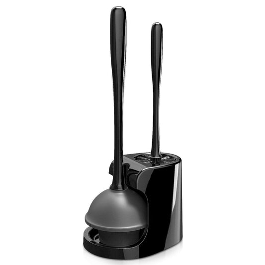 MR.SIGA Toilet Plunger and Bowl Brush Combo for Bathroom Cleaning, Black, 1 Set Home by MR.SIGA