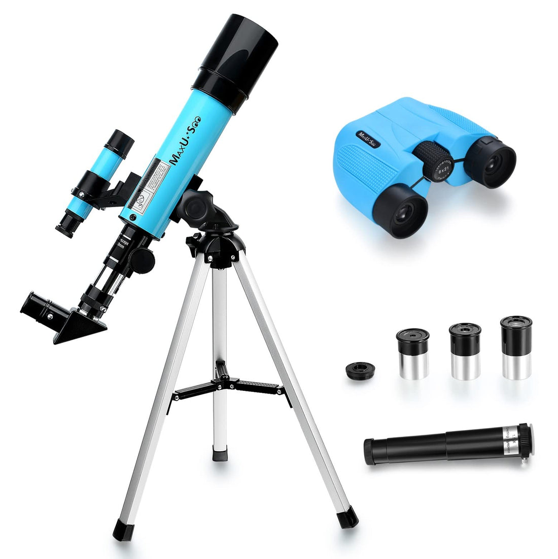 MaxUSee Lunar Telescope for Kids and Astronomy Beginners, Refractor Telescope with Finder Scope and 3 Eyepieces, Travel