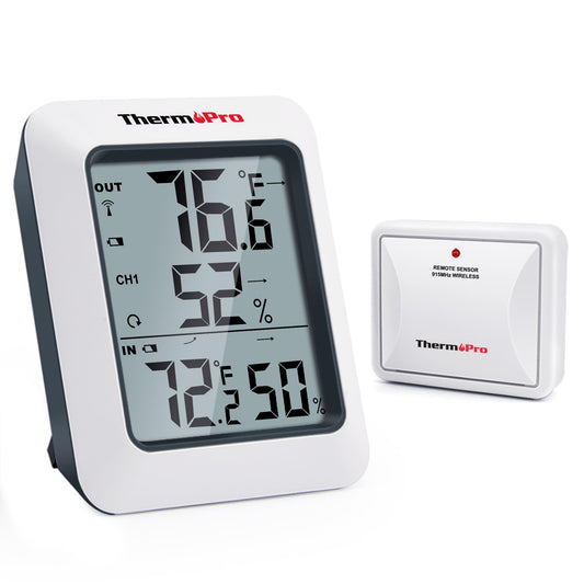 ThermoPro TP60 Digital Hygrometer Indoor Outdoor Thermometer Wireless Temperature and Humidity Gauge Monitor Room Thermometer with 500ft/150m Range Humidity Meter - PCTechSupply.com