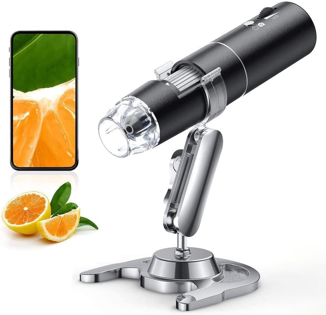 Wireless Digital Microscope, Skybasic 50X-1000X Magnification WiFi Portable Handheld Microscopes with Adjustable Stand HD USB Microscope Camera Compatible with iPhone Android iPad Windows Mac Computer - PCTechSupply.com