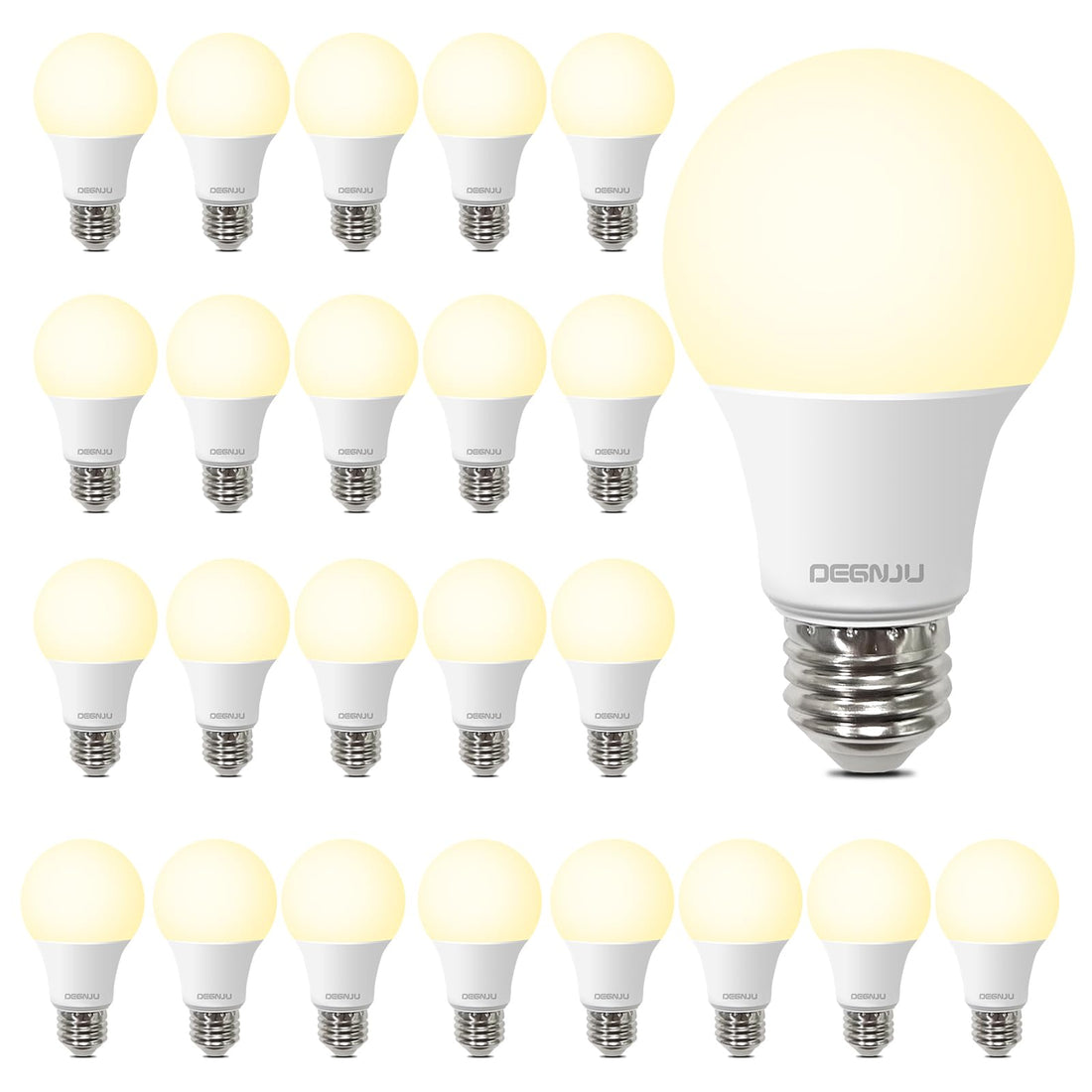 DEGNJU 24 Pack LED Light Bulbs Soft White 2700K, 60 Watt Equivalent LED Bulbs, A19 Standard Bulbs, 800 LM, 15000 Hours, E26