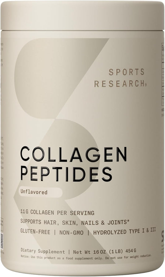 Sports Research® Collagen Peptides Protein Powder 16oz (Unflavored)