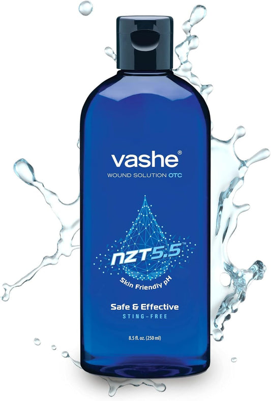 Vashe Wound Solution OTC | Pure Hypochlorous Acid-Preserved Wound Cleanser | Home Wound Care | Non-Cytotoxic and Skin-Neutral pH | 8.5 Fl Oz - PCTechSupply.com