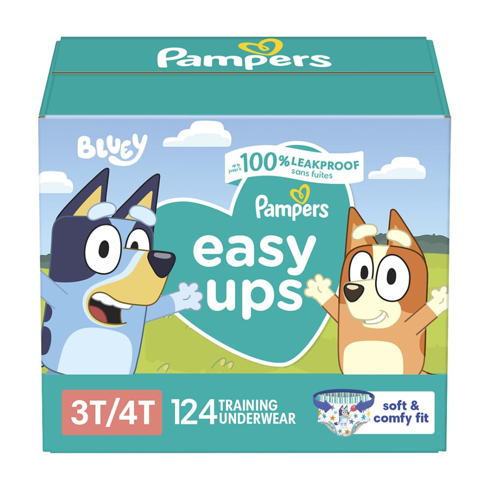 Pampers Easy Ups Boys & Girls Bluey Potty Training Pants - Size 3T-4T, One Month Supply (124 Count), Training Underwear (Packaging May Vary) - PCTechSupply.com