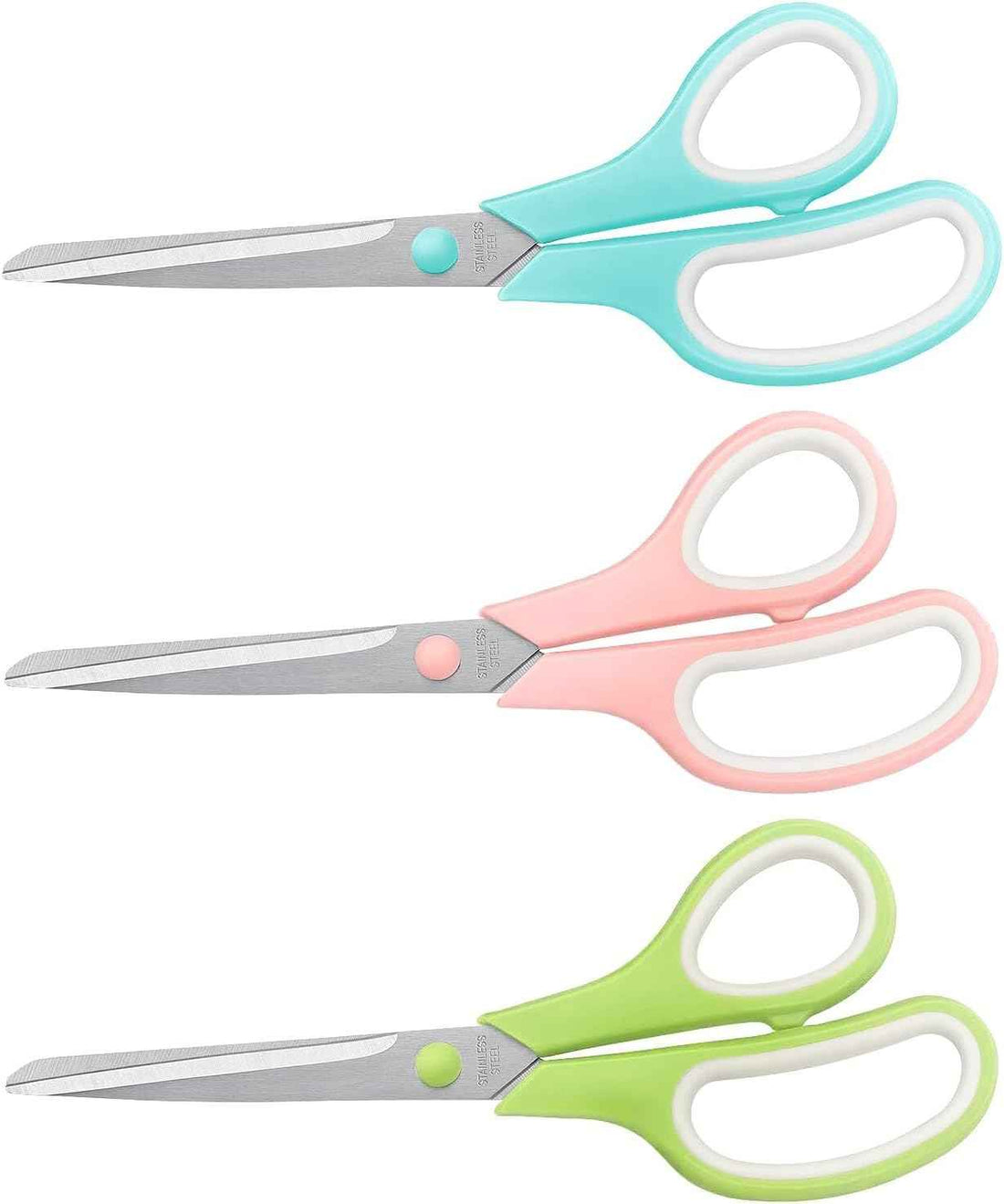 LONGKEY 8.5" Pastel Scissors 3-Pack, Ultra Sharp Stainless Steel