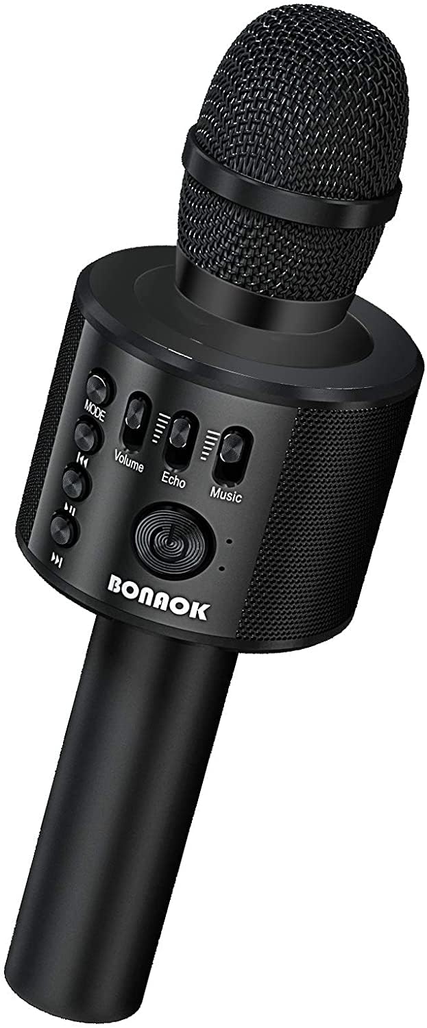 BONAOK Wireless Bluetooth Karaoke Microphone,3-in-1 Portable Handheld Karaoke Mic Speaker Machine Home Party Birthday for All Smartphones Q37 (Black) - PCTechSupply.com