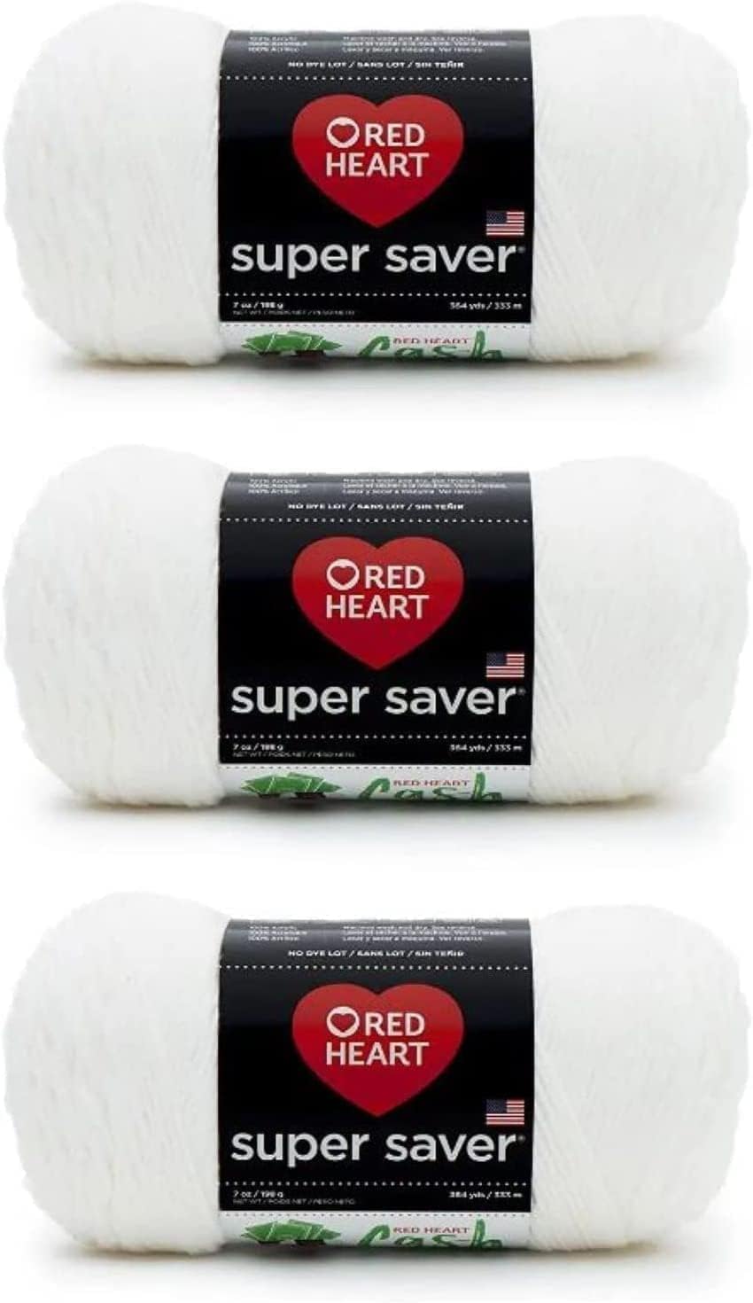RED HEART Super Saver 3-Pack yarn, SOFT WHITE 3 Pack