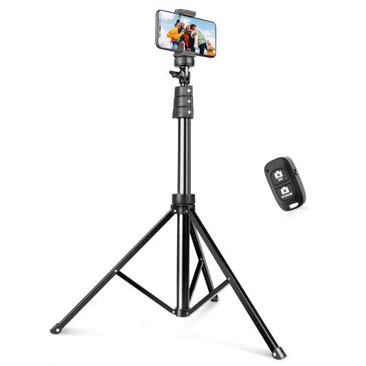 SENSYNE 72" Phone Tripod, Extendable Cell Phone Tripod Stand, Selfie Stick Tripod with Wireless Remote and Phone Holder,