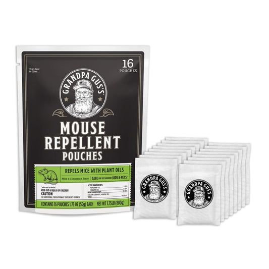 Grandpa Gus's Natural Mouse Repellent Pouches, Cinnamon/Peppermint Oils Repel Mice from Nesting & Freshen Air in