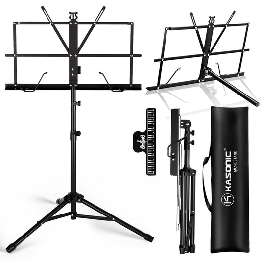 K KASONIC Music Stand, 2 in 1 Dual-Use Folding Sheet Music Stand & Desktop Book Stand, Portable Lightweight with Music Sheet Clip Holder Carrying Bag - PCTechSupply.com