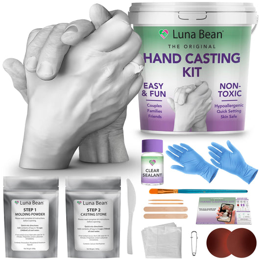 Luna Bean Hand Casting Kit - Valentines Day Gifts for Her Wife Him Men Husband, Engagement Gifts for Couples Anniversary Wedding Bridal Shower, Mom Kids Valentine’s Girlfriend Boyfriend Hand Mold Kit - PCTechSupply.com