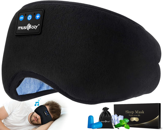 MUSICOZY Sleep Headphones Bluetooth 5.2 Headband Sleeping Eye Mask for Mom Women Men Wireless Music Earbuds Earphones for