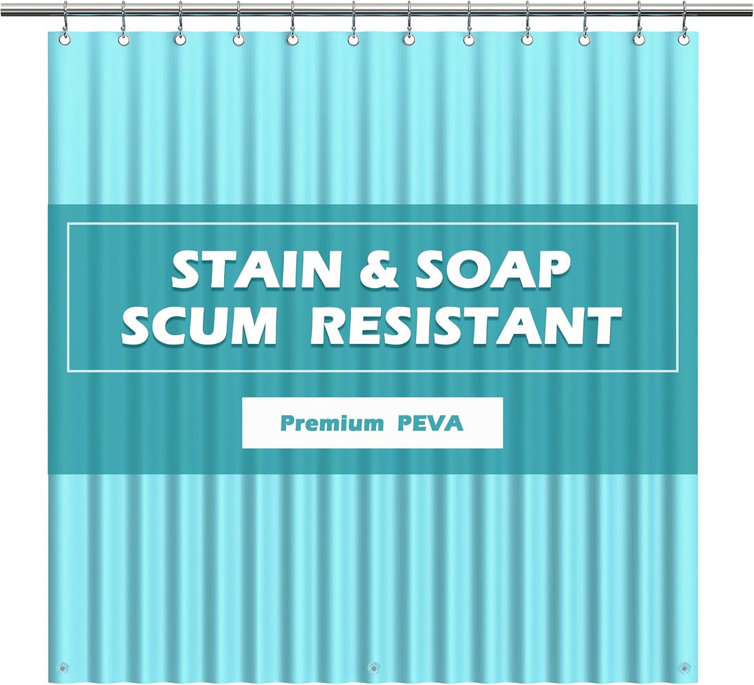 EHZNZIE Aqua Shower Curtain Liner 72x72, PEVA Waterproof Bath Curtain, No Chemical Smell, 3 Weighted Magnets, Durable with Rustproof Metal Grommets