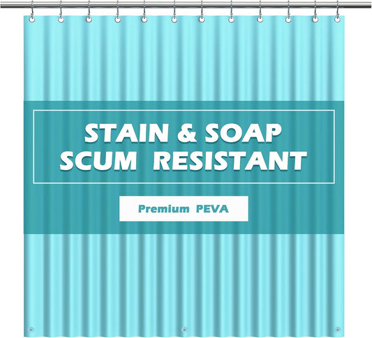 EHZNZIE Aqua Shower Curtain Liner 72x72, PEVA Waterproof Bath Curtain, No Chemical Smell, 3 Weighted Magnets, Durable with Rustproof Metal Grommets